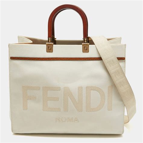 white fendi tote|fendi sunshine medium black.